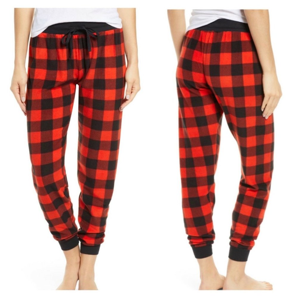 BP. Black Buffalo Check Microfleece Jogger Pants